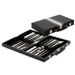 Backgammon 38cm feutrine noire et simili cuir