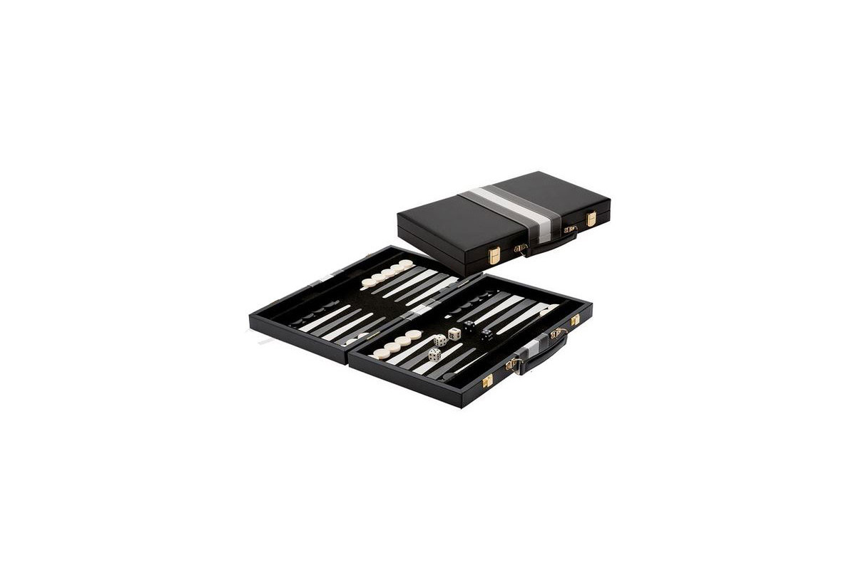 Backgammon 38cm feutrine noire et simili cuir