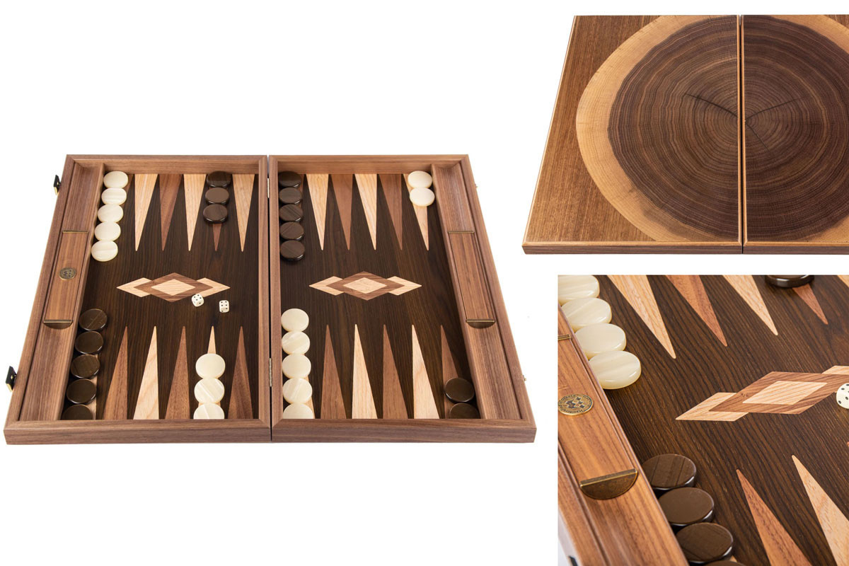 Backgammon Premium en noyer massif Tronc 60cm