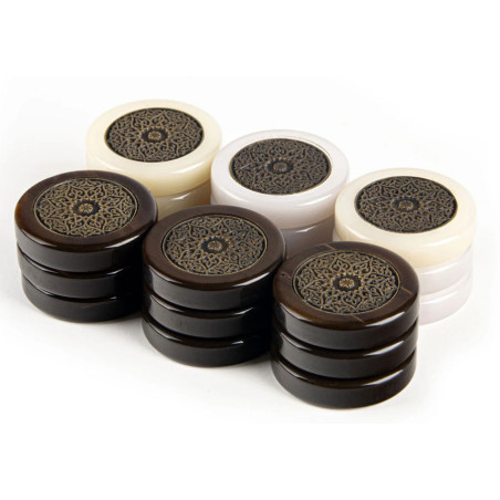 Pions de Backgammon en acrylique gravés