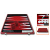 Backgammon feutrine rouge, mallette aspect cuir rouge 46cm