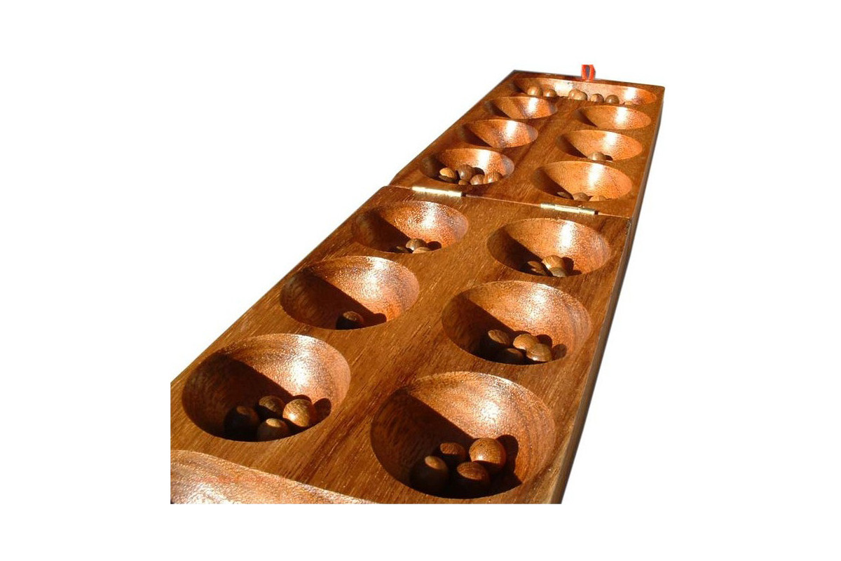 Awale rectangulaire, billes en bois