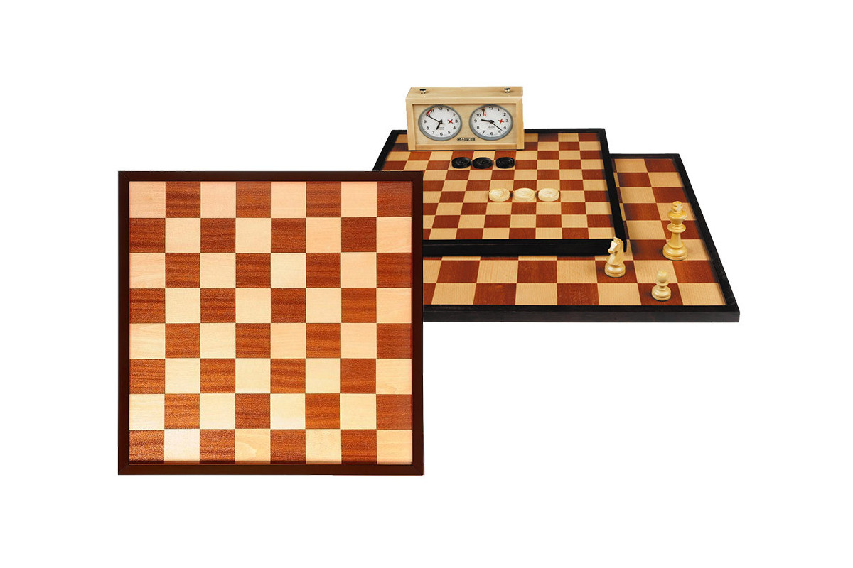 Échiquier/damier marqueté 47cm case 55/45mm