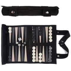 Backgammon de voyage en cuir Noir (Sondergut)